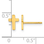 Stainless Steel Gold-Tone Polished Cross Button Earrings