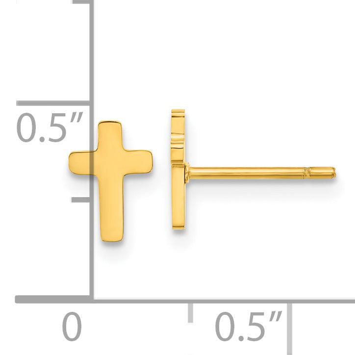 Chisel Stainless Steel Polished Yellow IP-plated Cross Earrings