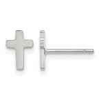 Stainless Steel Polished Cross Button Earrings