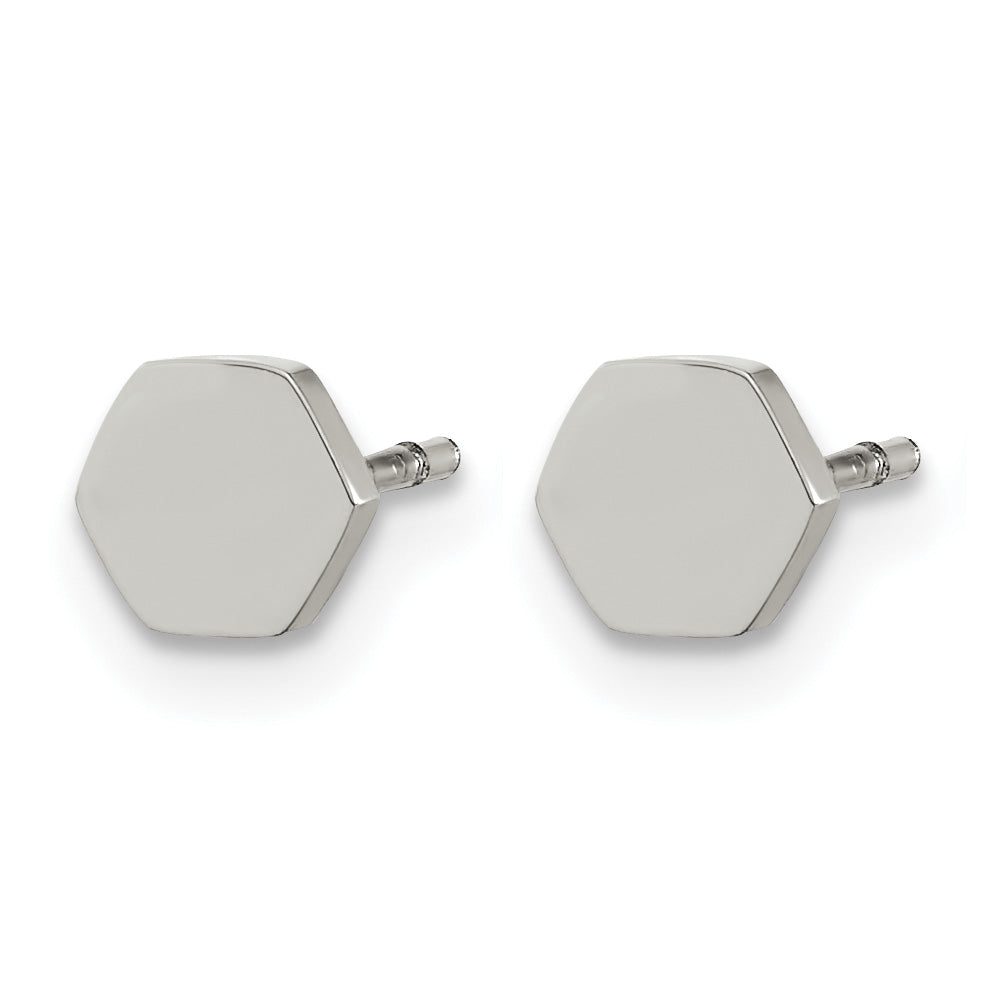 Stainless Steel Polished Button Earrings Secondary image