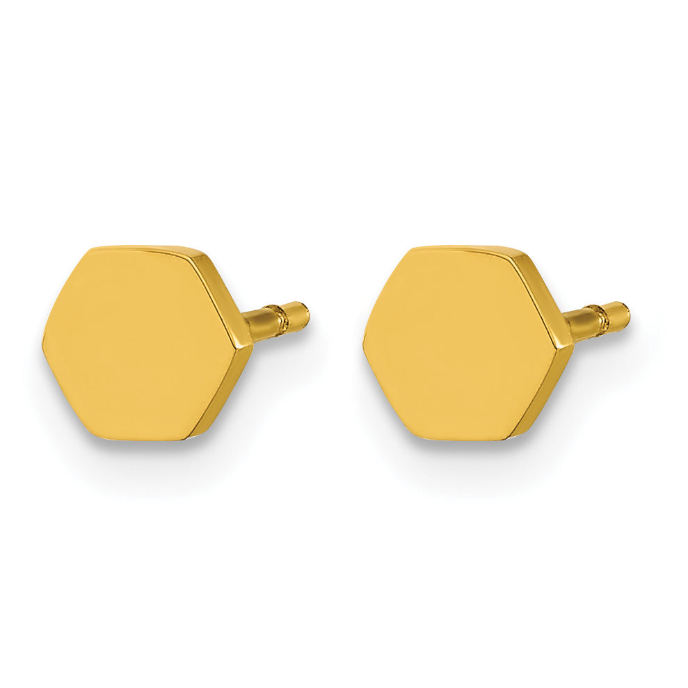 Stainless Steel Gold-Tone Polished Button Earrings for Women