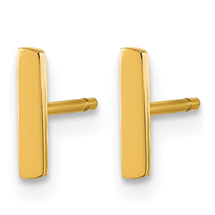 Stainless Steel Gold-Tone Polished Button Earrings