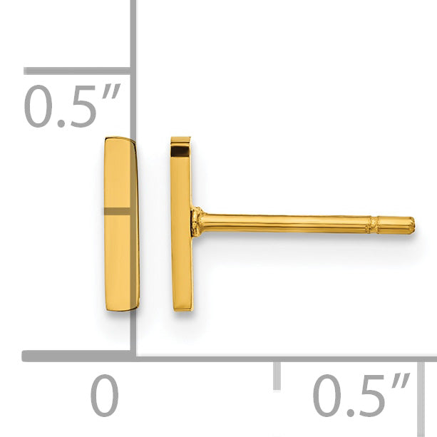 Stainless Steel Gold-Tone Polished Button Earrings