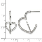 Stainless Steel Polished Heart Crystal C-Hoop Earrings for Women