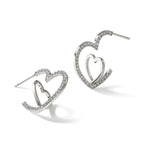 Stainless Steel Polished Heart Crystal C-Hoop Earrings for Women