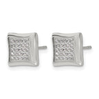 Stainless Steel Polished Cubic Zirconia Button Earrings for Men