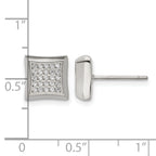 Stainless Steel Polished Cubic Zirconia Button Earrings for Men