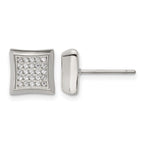 Stainless Steel Polished Cubic Zirconia Button Earrings for Men