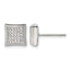 Stainless Steel Polished Cubic Zirconia Button Earrings for Men