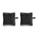 Stainless Steel Polished Black Cubic Zirconia Button Earrings for Men