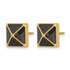 Stainless Steel Gold-Tone Polished Stud Earrings for Men