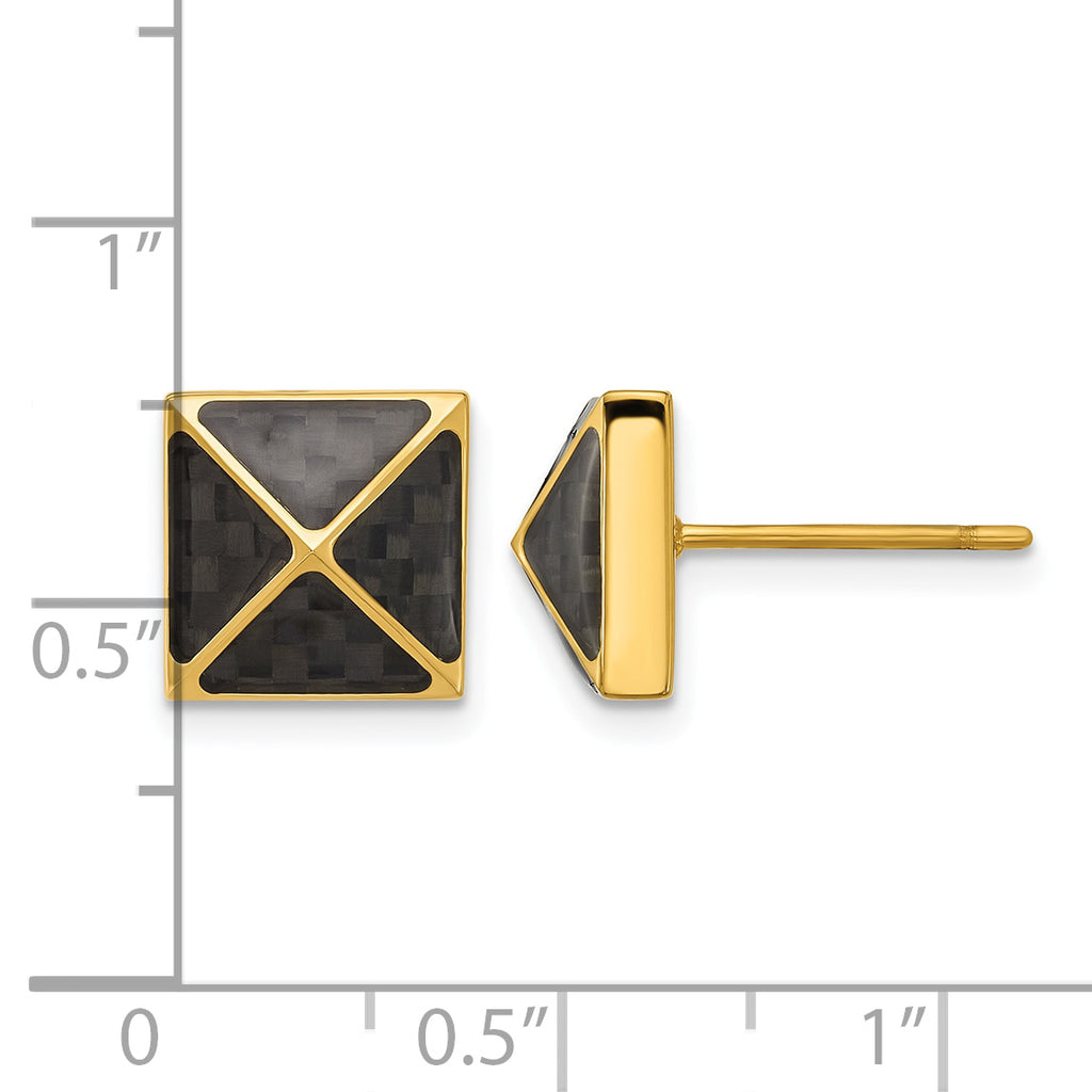 Stainless Steel Gold-Tone Polished Stud Earrings for Men