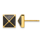 Stainless Steel Gold-Tone Polished Stud Earrings for Men
