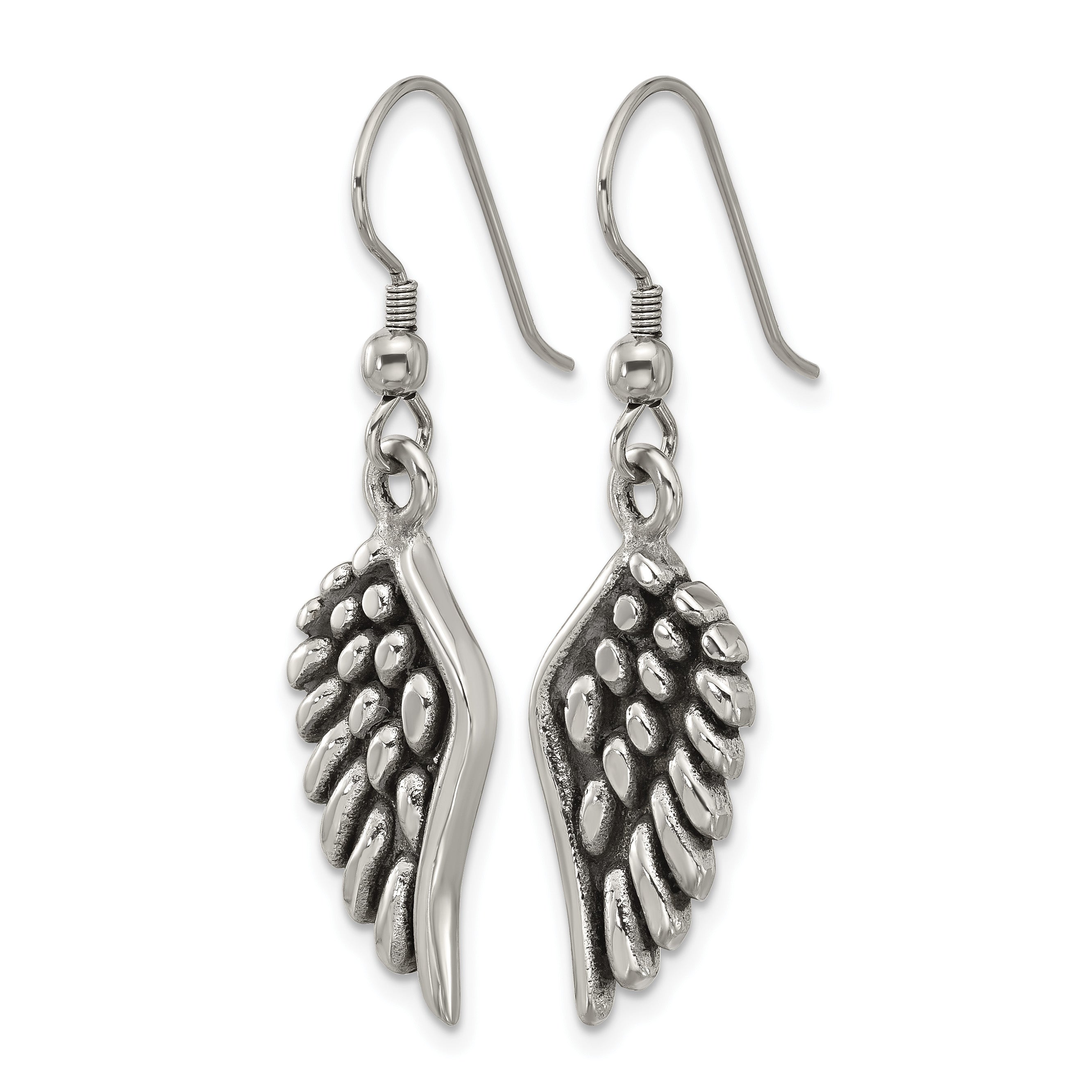 Antiqued Angel Stainless Steel Drop Earrings 11mm Secondary image