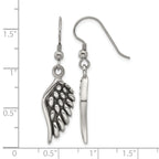 Stainless Steel Polished & Antiqued Drop Dangle Earrings for Women