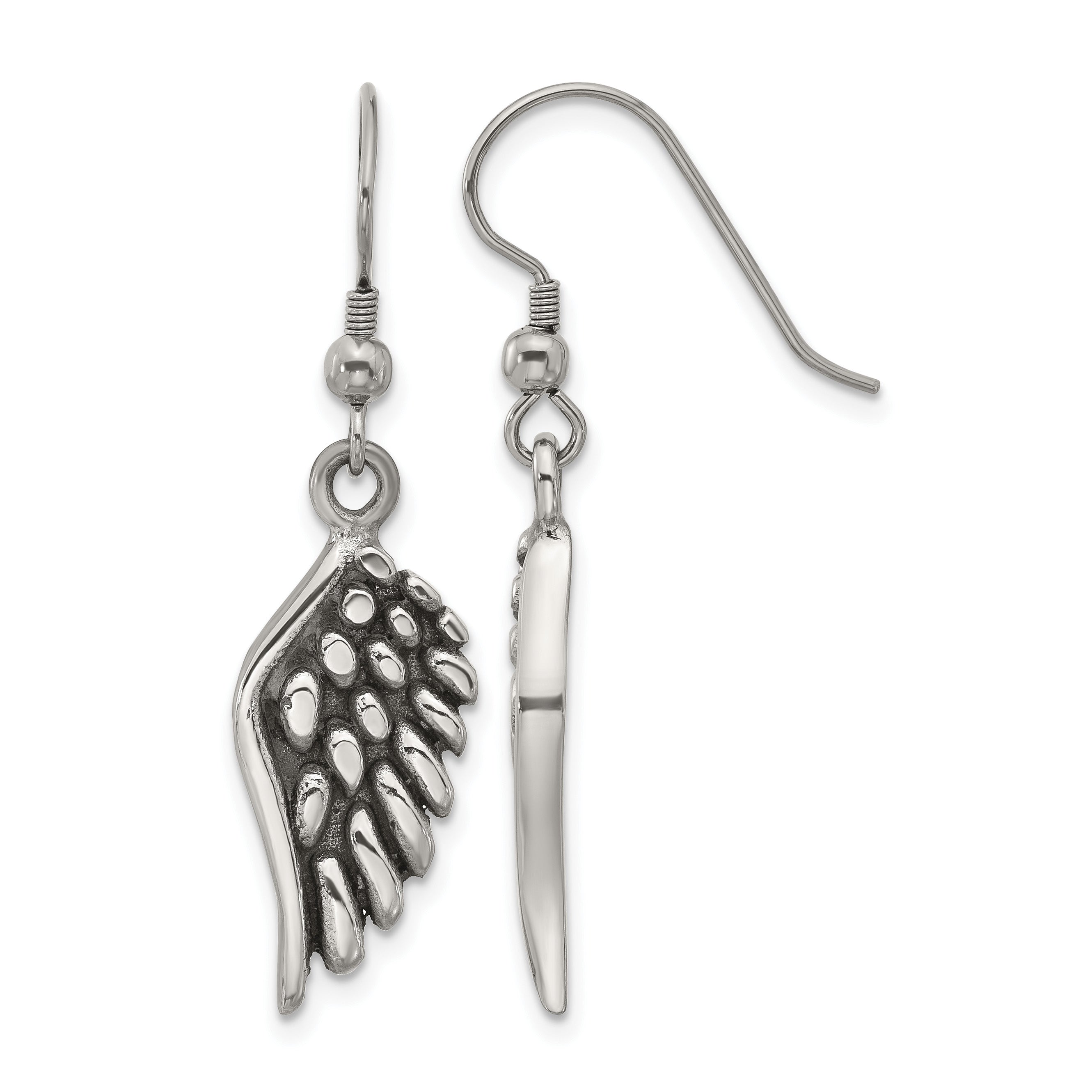 Antiqued Angel Stainless Steel Drop Earrings 11mm Main image