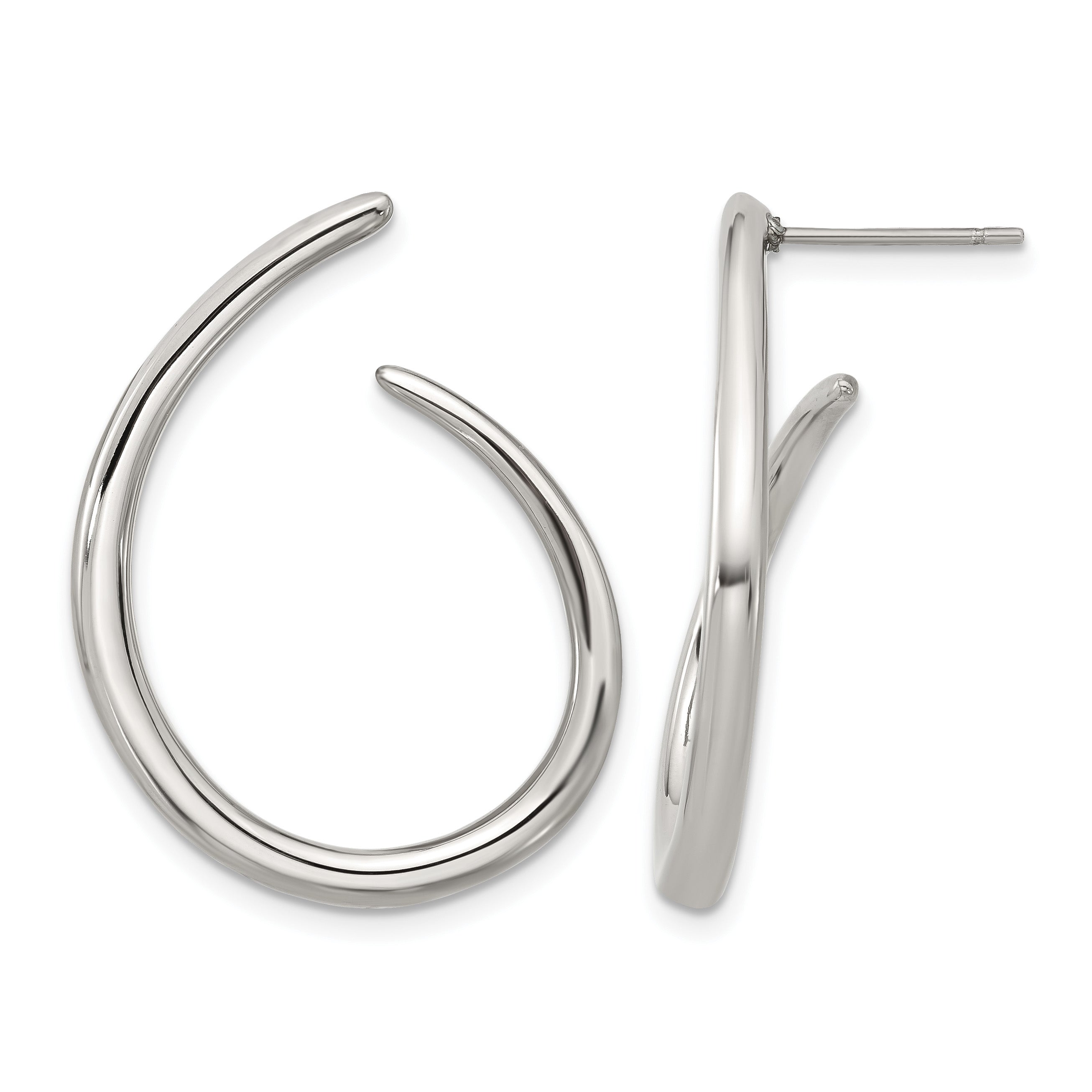 Stainless Steel Polished Hoop Earrings for Women