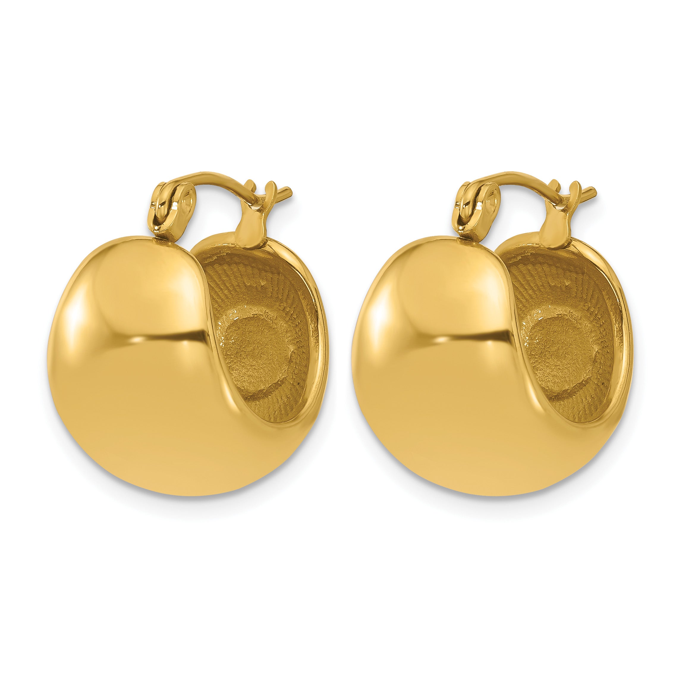 Stainless Steel Gold-Tone Polished Round Hoop Earrings