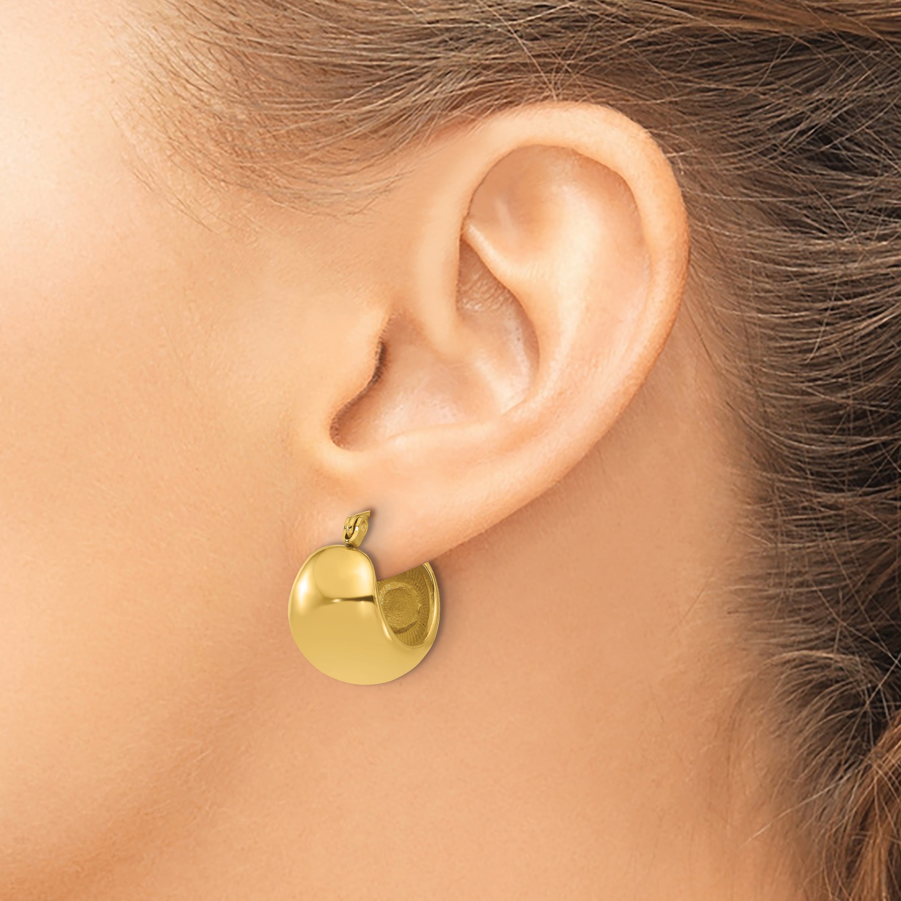 Stainless Steel Gold-Tone Polished Round Hoop Earrings
