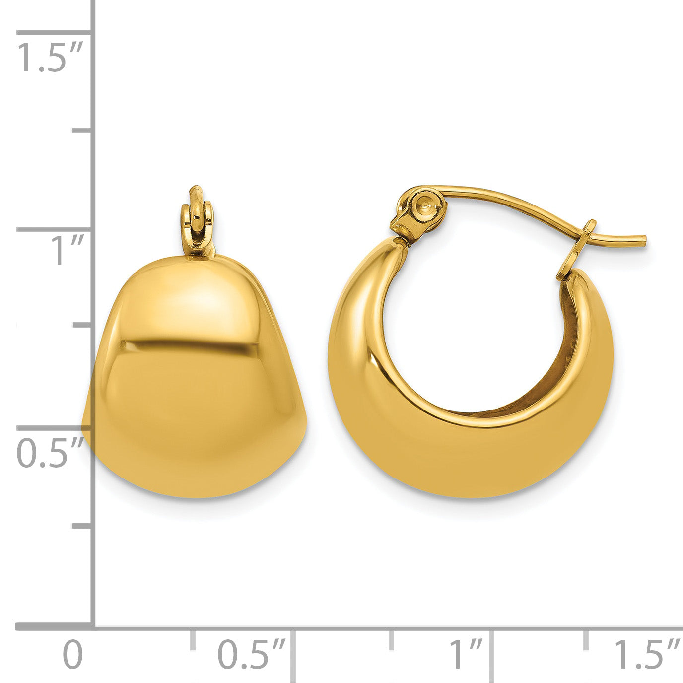 Stainless Steel Gold-Tone Polished Round Hoop Earrings