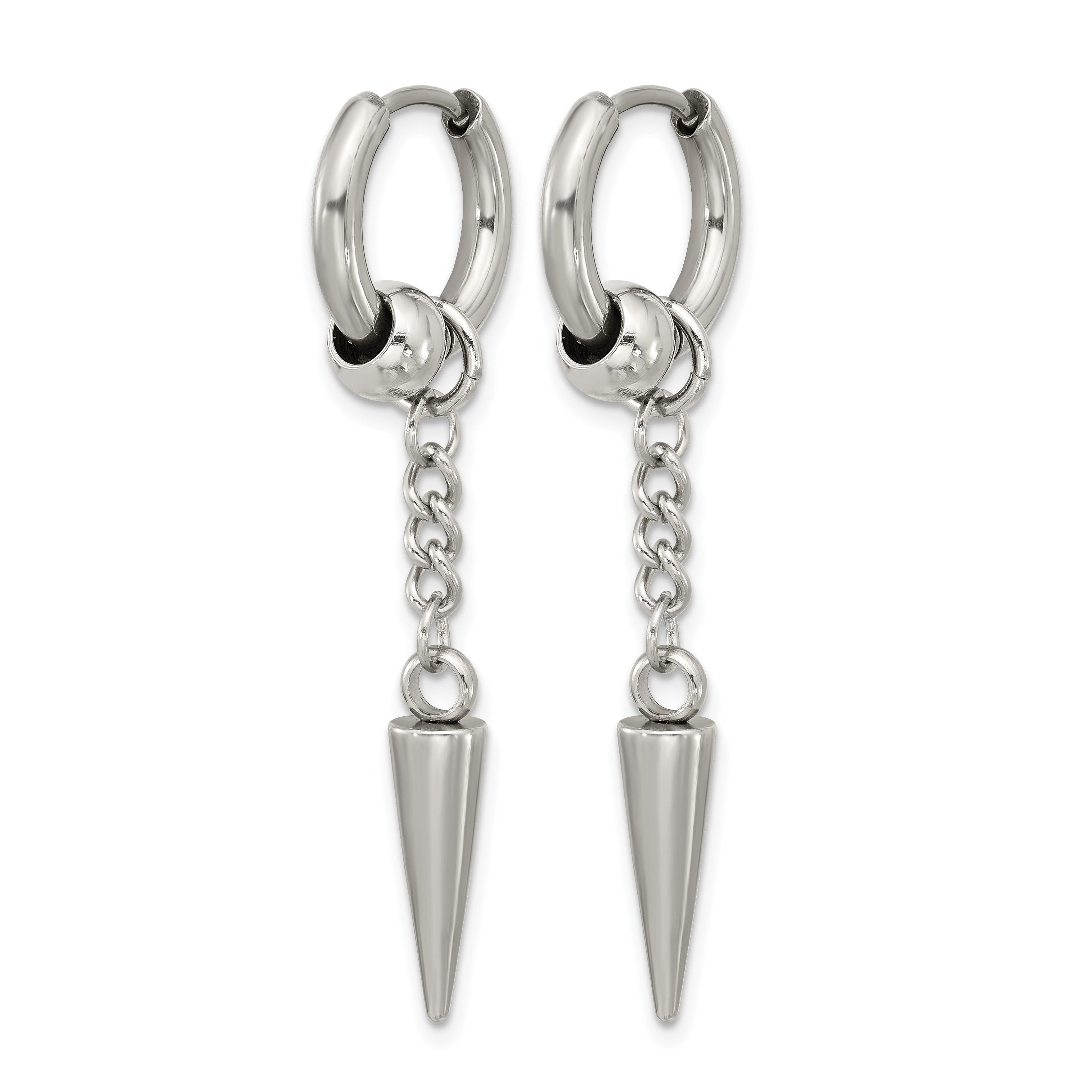 Polished Stainless Steel Drop Earrings 15mm