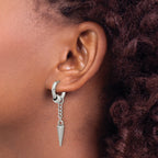 Stainless Steel Polished Hinged Drop Dangle Earrings