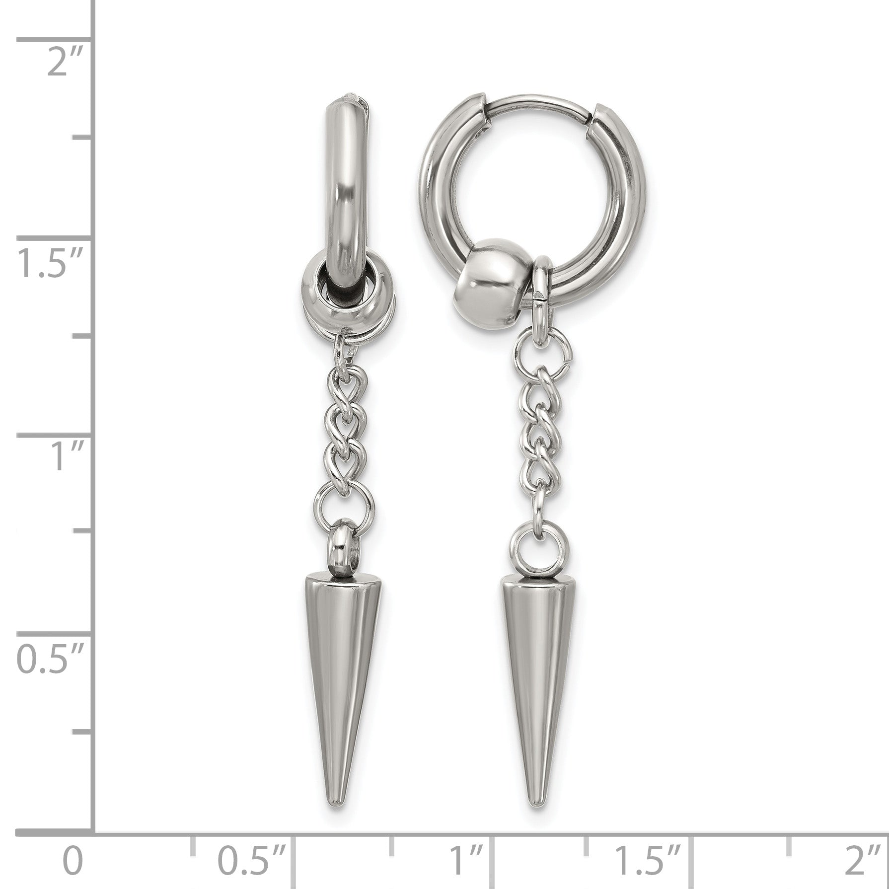 Stainless Steel Polished Hinged Drop Dangle Earrings