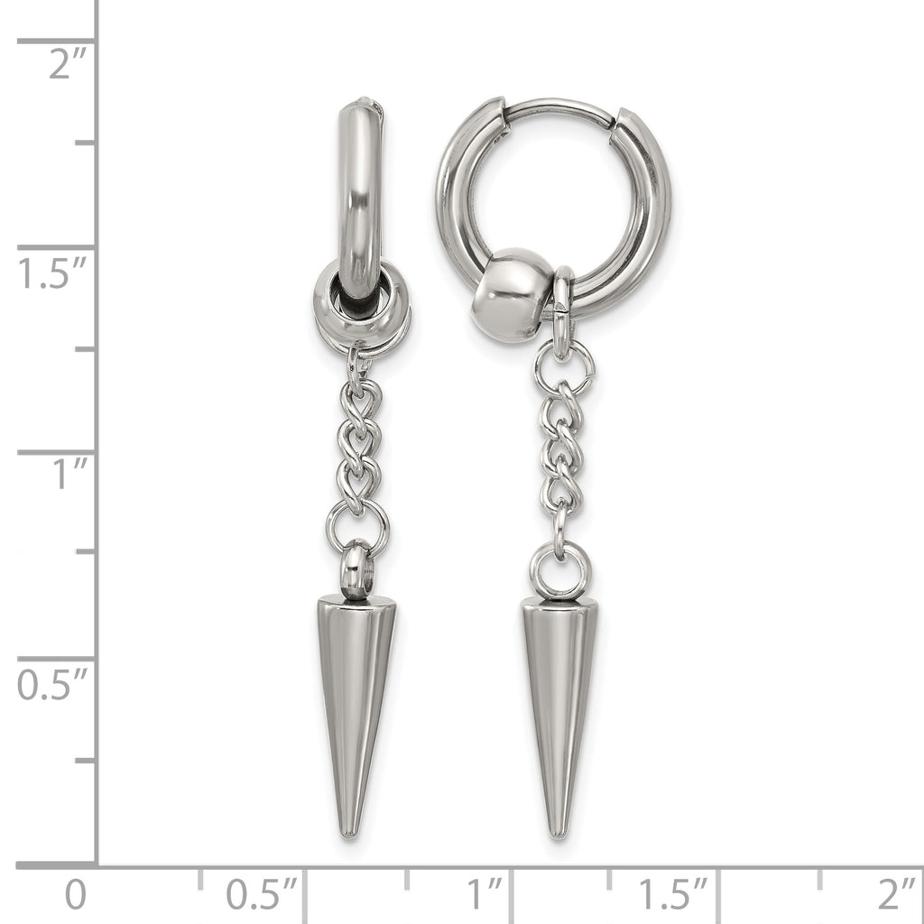Polished Stainless Steel Drop Earrings 15mm