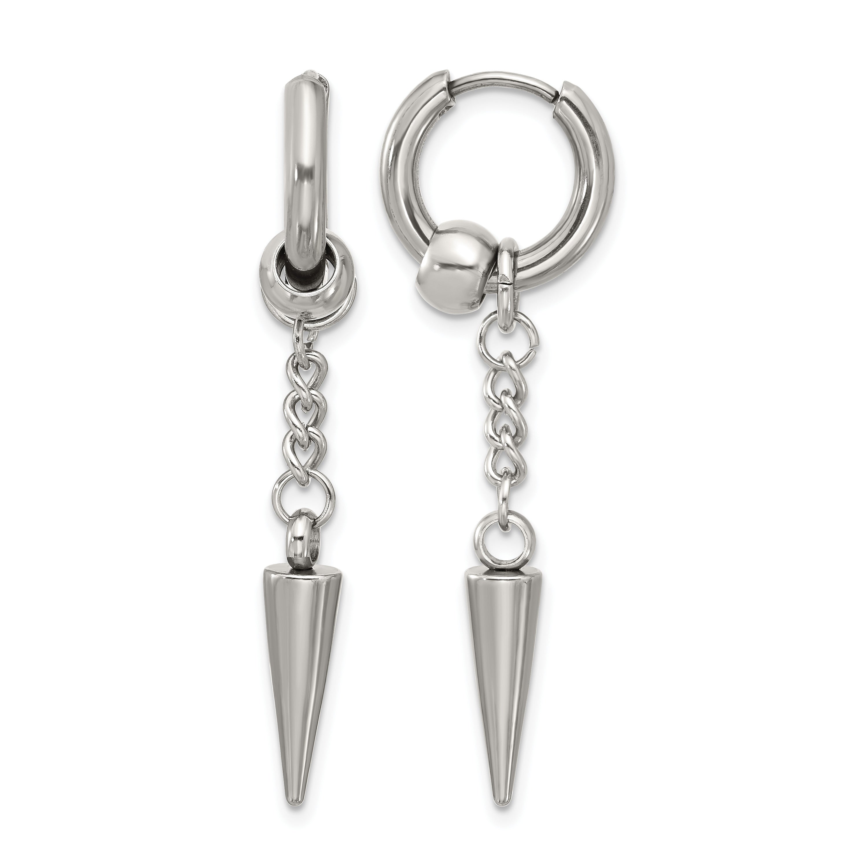Stainless Steel Polished Hinged Drop Dangle Earrings