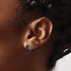 Stainless Steel Gunmetal Polished & Brushed Hinged Hoop Earrings