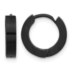 Stainless Steel Gunmetal Polished & Brushed Hinged Hoop Earrings
