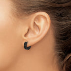 Stainless Steel Polished, Antiqued & Brushed Hinged Hoop Earrings