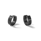 Stainless Steel Polished, Antiqued & Brushed Hinged Hoop Earrings
