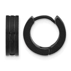 Stainless Steel Polished, Antiqued & Brushed Hinged Hoop Earrings