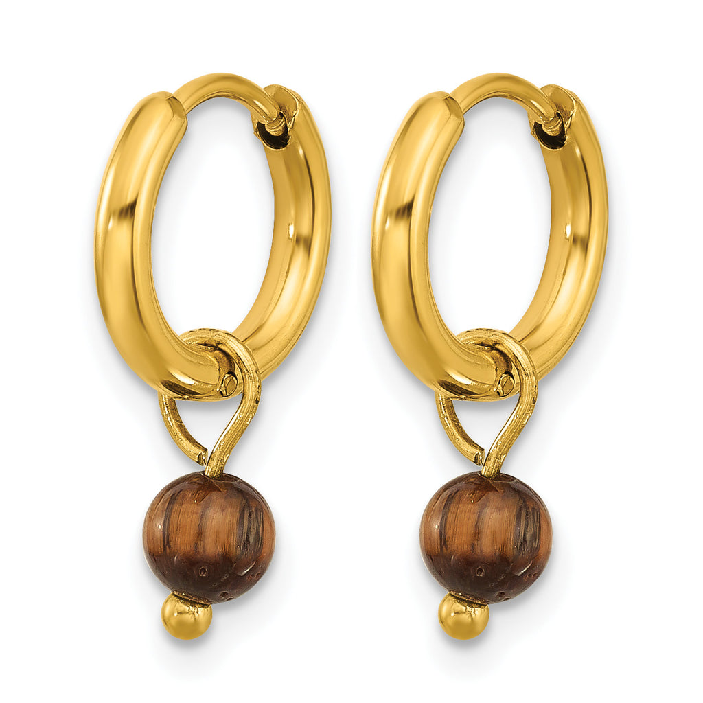 Stainless Steel Gold-Tone Polished Hinged Hoop Earrings for Women