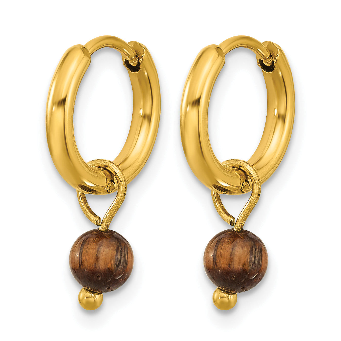 Stainless Steel Gold-Tone Polished Hinged Hoop Earrings for Women