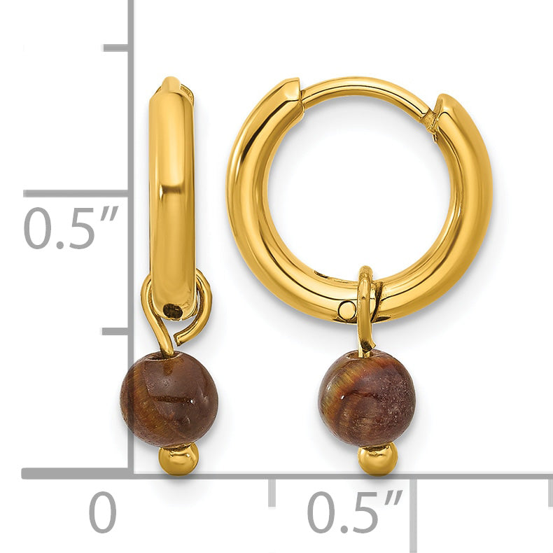 Stainless Steel Gold-Tone Polished Hinged Hoop Earrings for Women