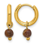 Stainless Steel Gold-Tone Polished Hinged Hoop Earrings for Women
