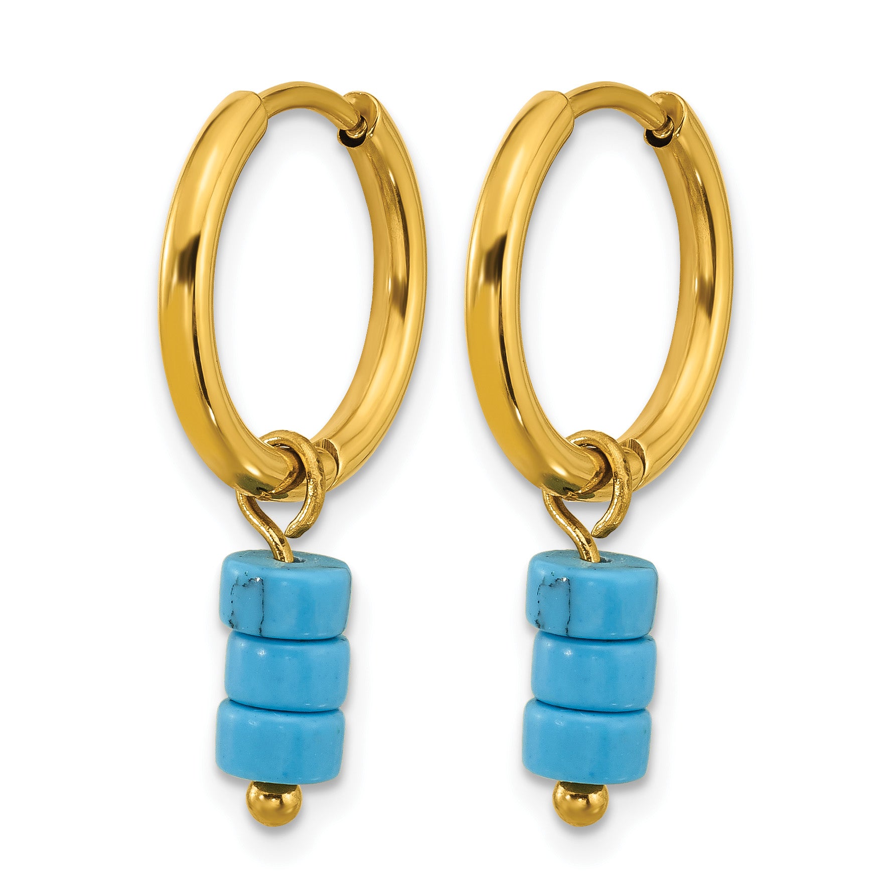 Stainless Steel Gold-Tone Polished Hinged Hoop Earrings for Women
