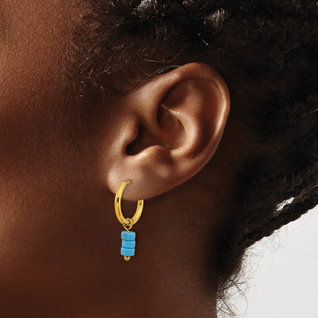 Stainless Steel Gold-Tone Polished Hinged Hoop Earrings for Women