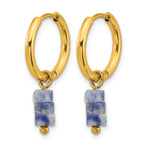 Stainless Steel Gold-Tone Polished Hinged Hoop Earrings for Women
