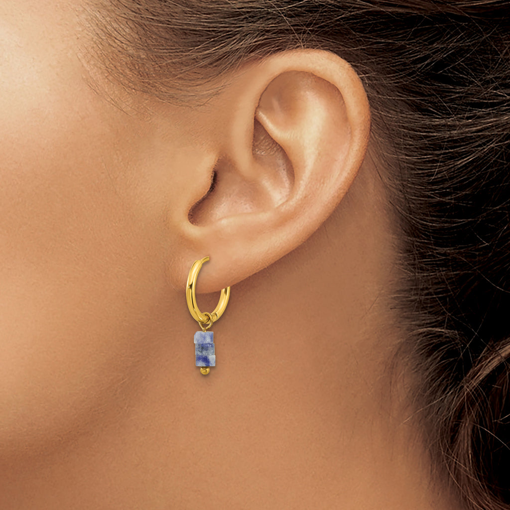 Stainless Steel Gold-Tone Polished Hinged Hoop Earrings for Women