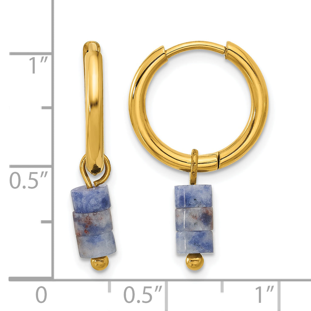 Stainless Steel Gold-Tone Polished Hinged Hoop Earrings for Women