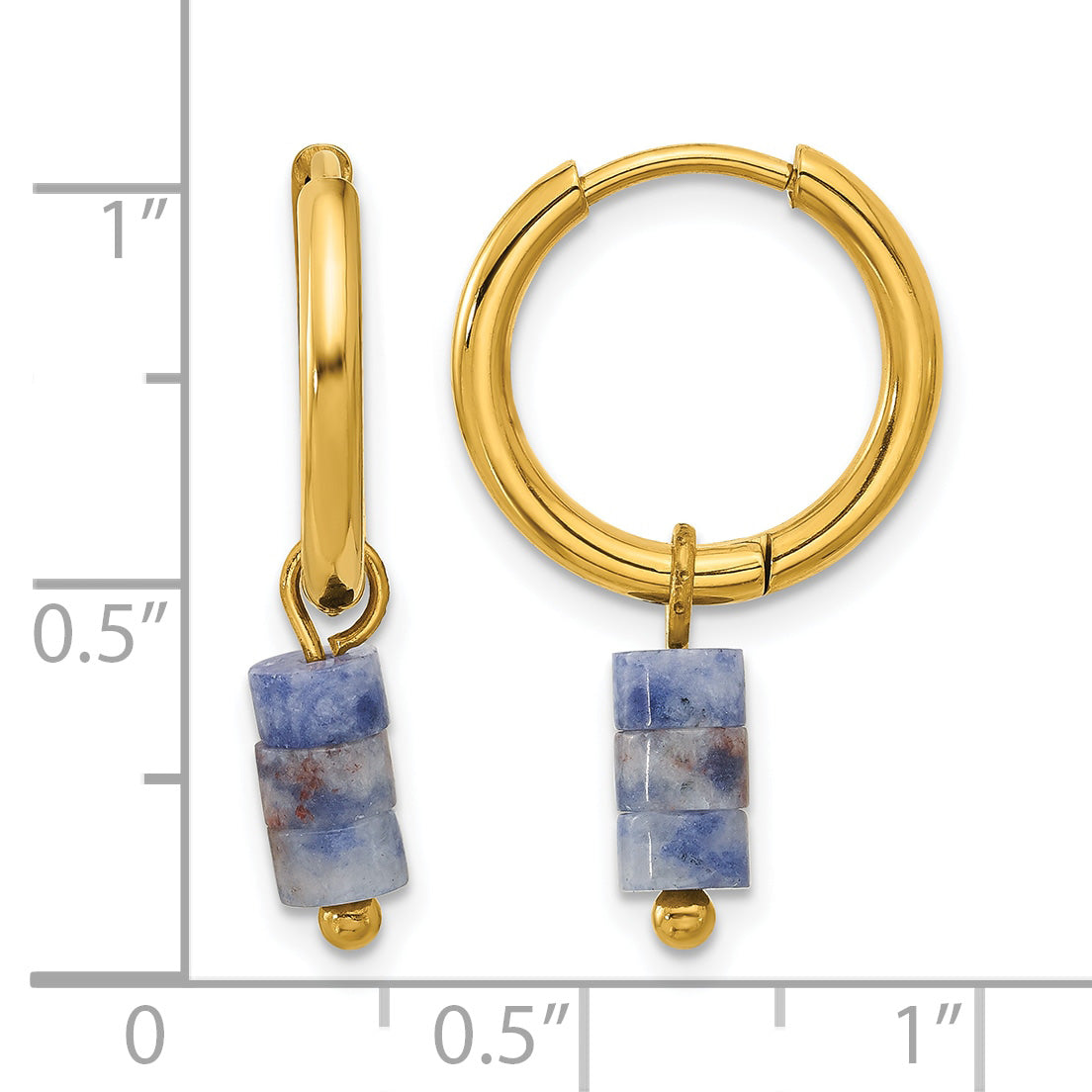 Stainless Steel Gold-Tone Polished Hinged Hoop Earrings for Women