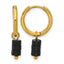 Stainless Steel Gold-Tone Polished Hinged Black Agate Hoop Earrings for Women