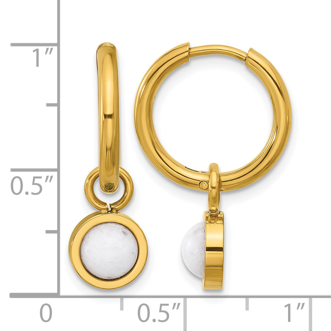 Stainless Steel Gold-Tone Polished Hinged Hoop Earrings for Women