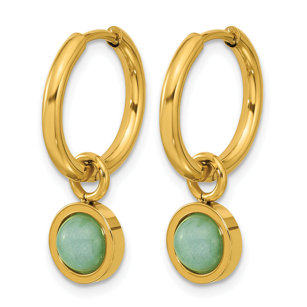 Stainless Steel Gold-Tone Polished Hinged Hoop Earrings for Women