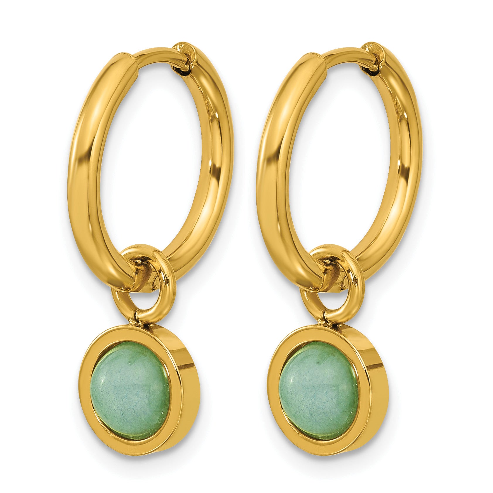 Stainless Steel Gold-Tone Polished Hinged Hoop Earrings for Women