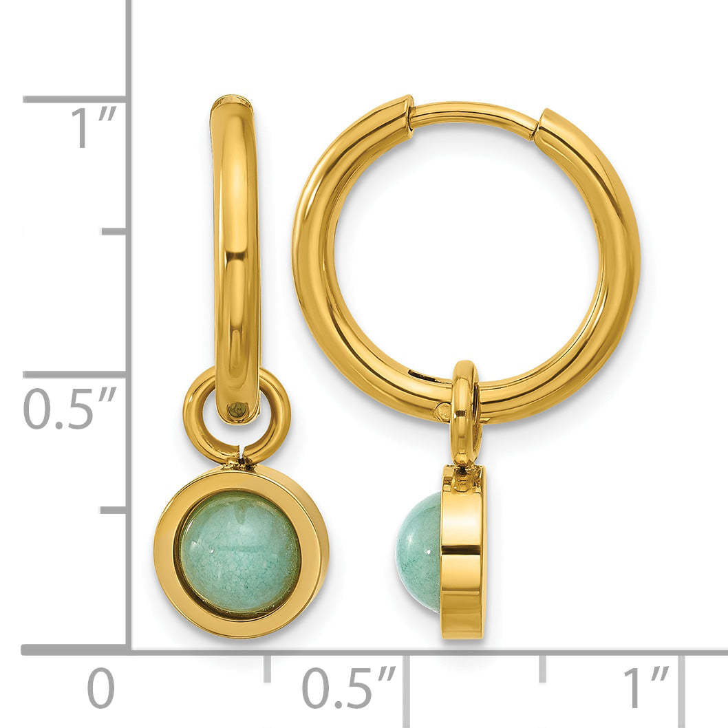Stainless Steel Gold-Tone Polished Hinged Hoop Earrings for Women