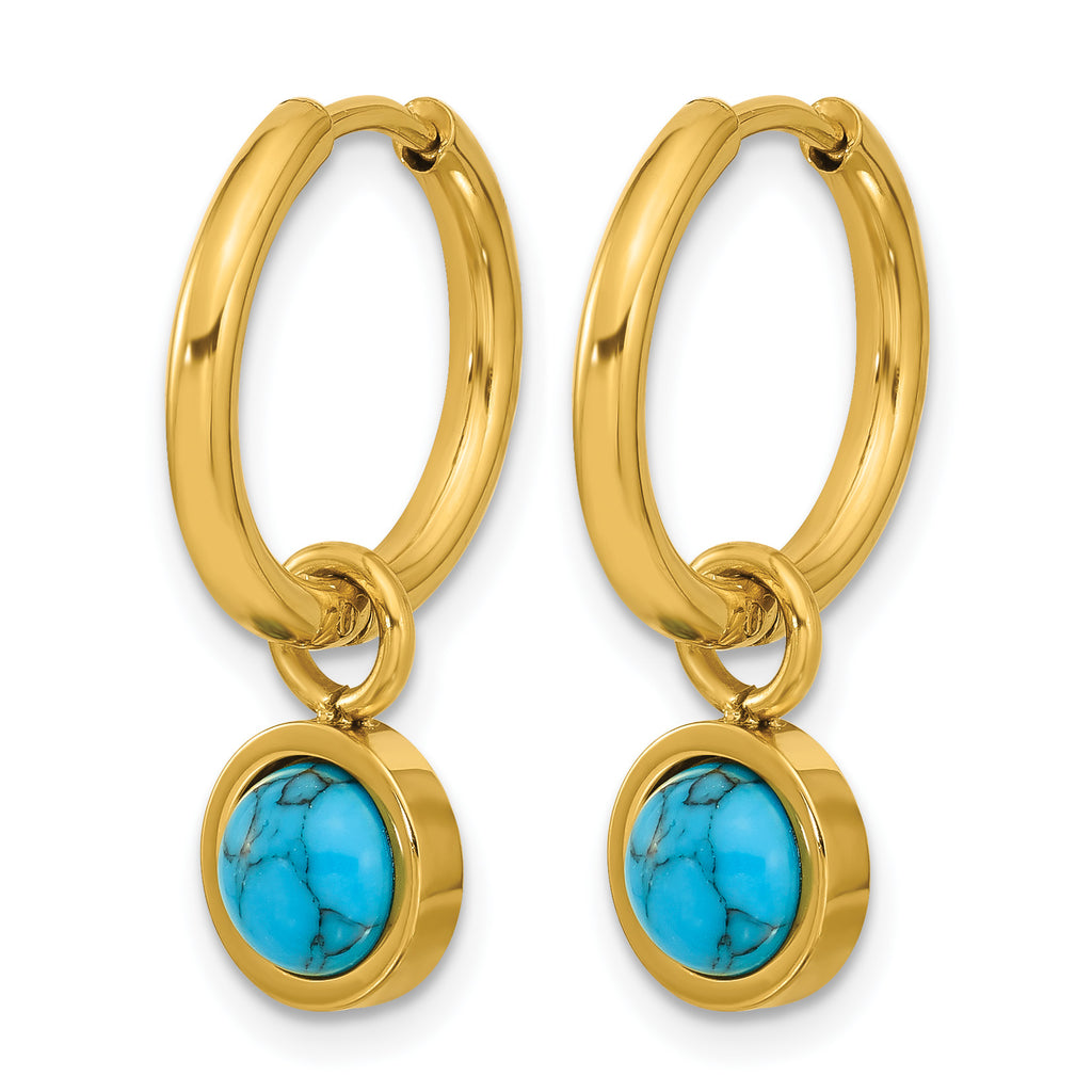 Stainless Steel Gold-Tone Polished Hinged Hoop Earrings for Women